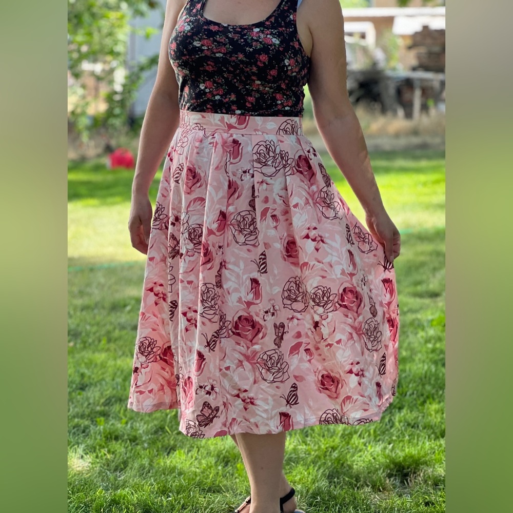 High waisted Floral Print Skirt